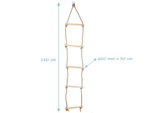 Kids Rope Ladder with wooden sturdy steps wooden Rungs ideal for Climbing Frame, Tree House Sport