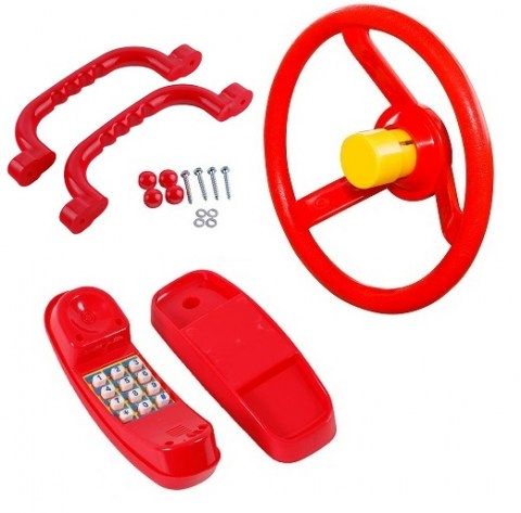 set of 3 accessories for climbing frame bundle price deal steering wheel horn handles handgrips phone plastic