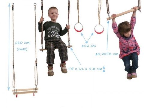 set trapeze swing seat gym rings wooden