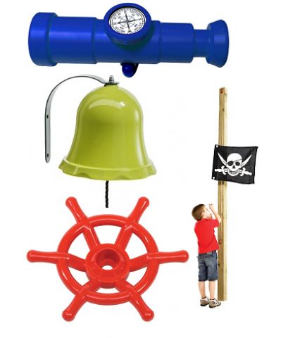 telescope kids pirate flag bell steering wheel for playhouse climbing frame